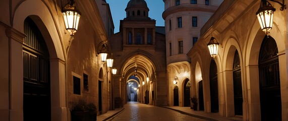 Fototapeta premium Charming old world street with archways hinting at a rich history and culture