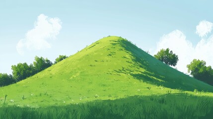 Fototapeta premium A hill is a raised area of land. It's like a small bump on the Earth's surface. Hills are higher than the land around them.