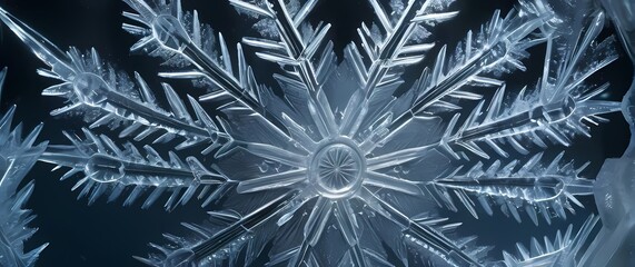 Close up of intricate ice crystals forming elaborate patterns on a frozen window