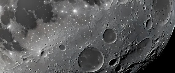 Close up of the moon revealing its surface details and natural beauty at night