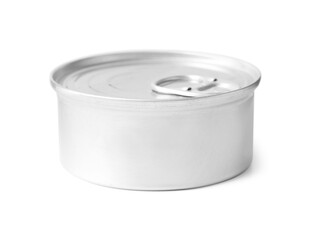 One closed tin can isolated on white