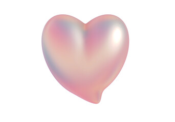 Holographic mother-of-pearl heart. Opal heart shape. Magic love talisman. 3d hologram element. Metallic rainbow icon. Iridescent, flowing gradient.