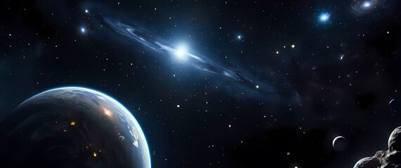 Obraz premium Expansive view of space exploration filled with galaxies planets and distant stars