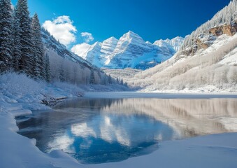 Serene Snow-Covered Shore at Fools Hollow Lake, Near Arizona's White Mountains