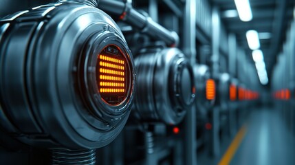 Fototapeta premium Cybersecurity for high-tech manufacturing protecting digital infrastructure in industrial facilities
