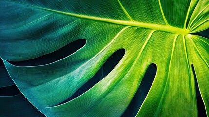   A photo of a green leaf with a hole at its center on a black background