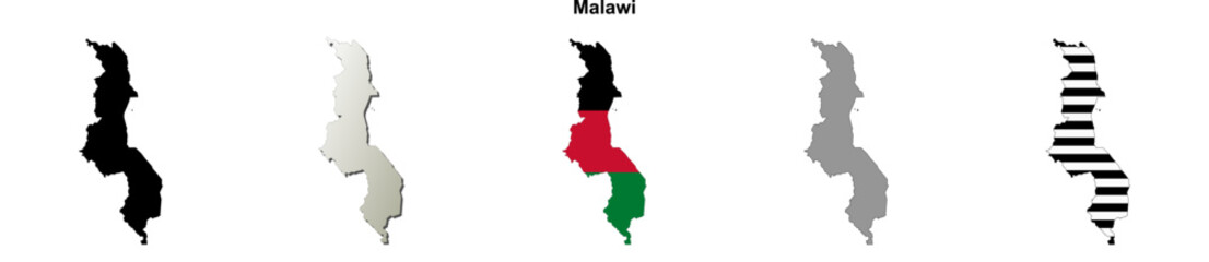 Malawi outline map set