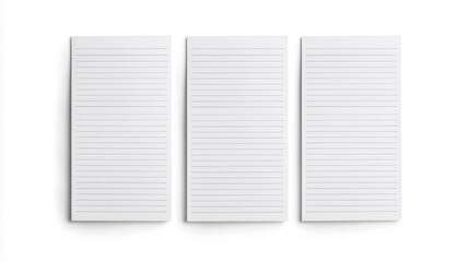 Minimalist white notebooks on a flat surface On White background