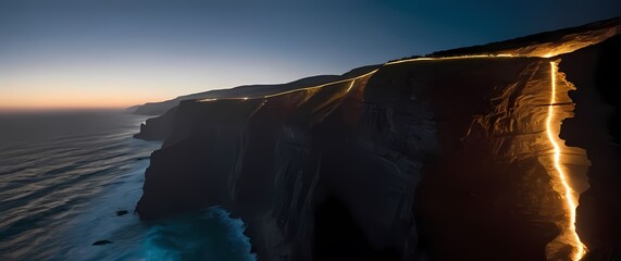 Magnificent cliffside view showcasing ocean vistas extending infinitely