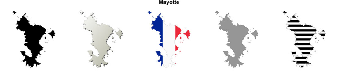 Fototapeta premium Mayotte outline map set