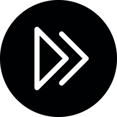 fast player icon, fast forward circle with two arrows icon symbol button in filled, thin line, outline and stroke style for apps and website