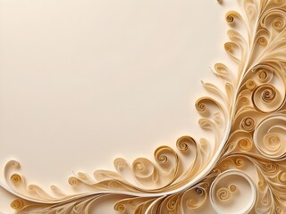 Luxurious gold and cream quilling loops arranged in a flowing abstract pattern, ideal for a high-end banner. With space for text.
