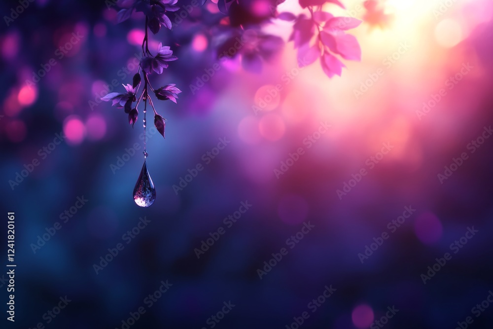 Poster single dewy rose petal highlights delicate texture as a transparent droplet rolls down its surface i
