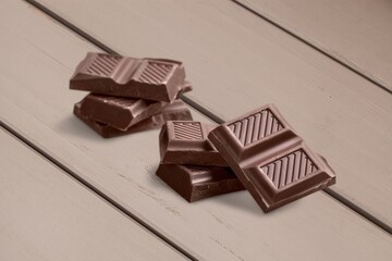 Dark chocolate tasty and sweet on the desk