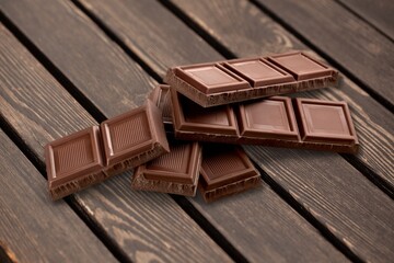 Dark chocolate tasty and sweet on the desk