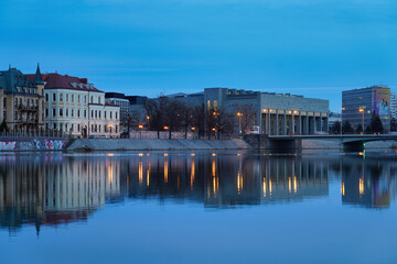 Obraz premium Evening panorama of Ostrow Tumski in Wroclaw.