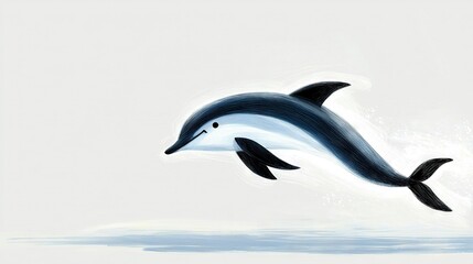 Fototapeta premium A painting of a dolphin leaping through the air, its mouth agape and its tongue extended