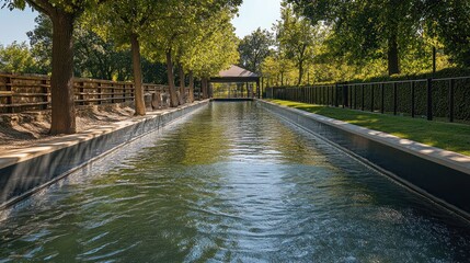 Serene Reflection Pool in a Lush Garden