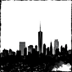 Fototapeta premium Colorful digital illustration of a vibrant city skyline with modern skyscrapers against a yellow background silhouetted skyline cityscape architecture illustration building city vector