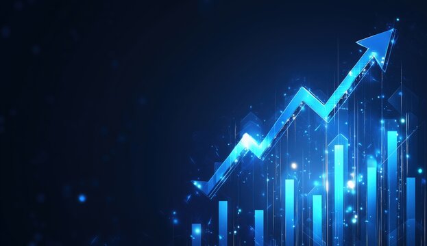 blue graph going up	