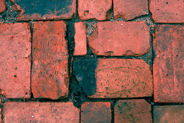 Brick wall with red brick, red brick background.