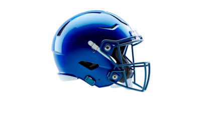 Photo of blue football helmet isolated on transparent background