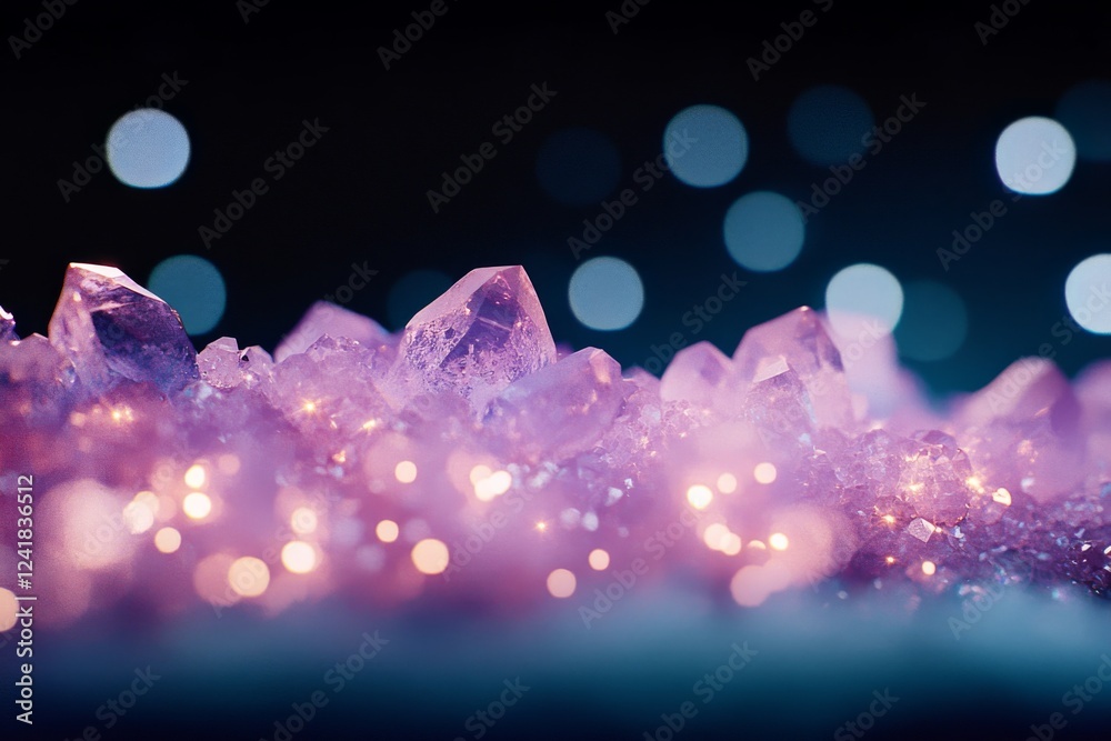 Aufkleber detailed view of an amethyst crystal cluster, capturing light reflections and a stunning spectrum of