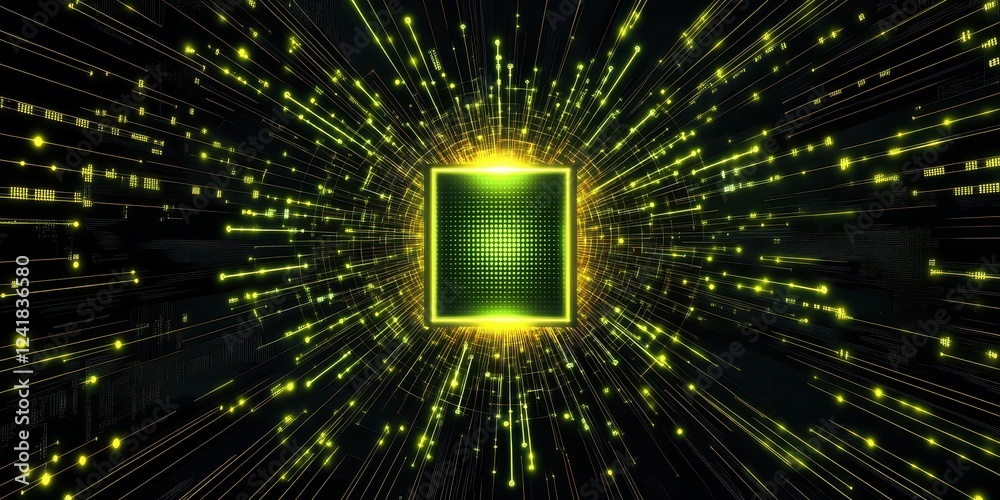 Poster dynamic abstract digital circuit board pattern with bright glows technology environment 3d visuals f