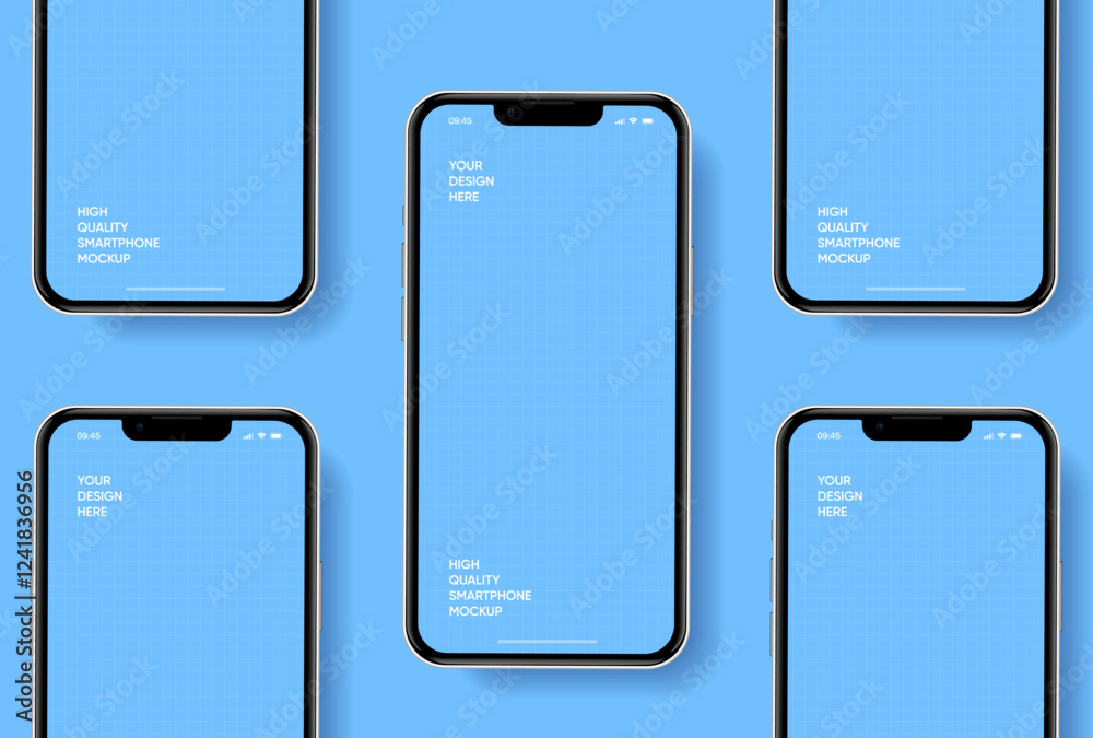 Wall mural realistic smartphone mockup. mobile phone vector with isolated on white background. device front vie