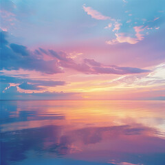 Obraz premium Serene Sunset at Sea: A Harmonious Blend of Pantone Colors Reflecting the Beauty of Nature at Dusk