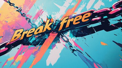 Shattered Chains Break Free Abstract Art Graphic Design