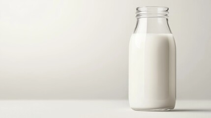 Glass bottle of milk on white background. Food packaging, healthy drink
