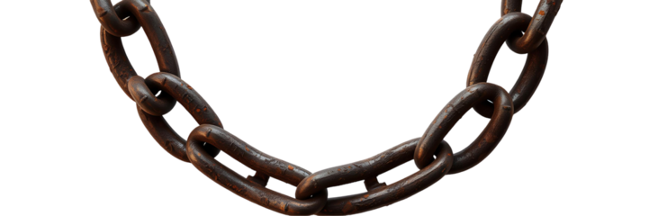Photo of rusty iron chain isolated on transparent background