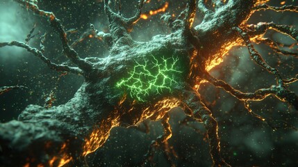 Obraz premium Abstract Neural Network Representation with Vibrant Electric Glow