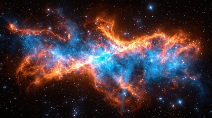 Fototapeta premium Celestial Nebula Orange And Blue Cosmic Clouds