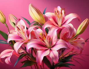 Lilien, rosa Hintergrund