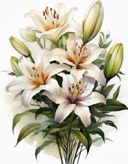 Fototapeta premium Lilien, weißer Hintergrund