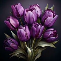 Llla Tulpen, schwarzer Hintergrund