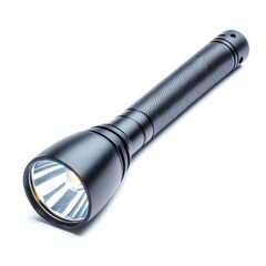 Isolated Plastic Torch: Compact Electric Flashlight for Pocket Use on Clean White Background