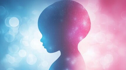 Obraz premium Child Silhouette With Starry Galaxy Effect