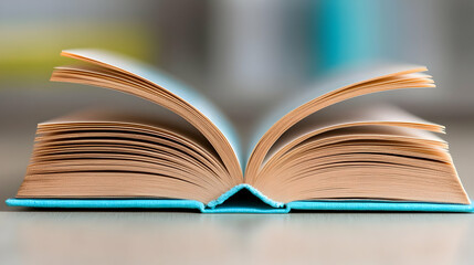 Fototapeta premium Open book, pages fanned, light background, knowledge, education