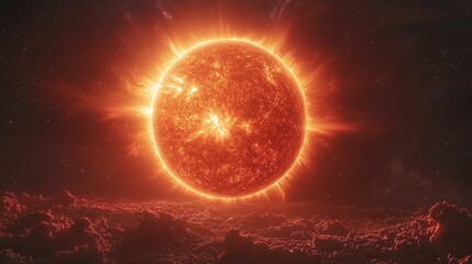 Fiery Sun Erupting, Space, Cloudscape, Energy, Science Fiction Background