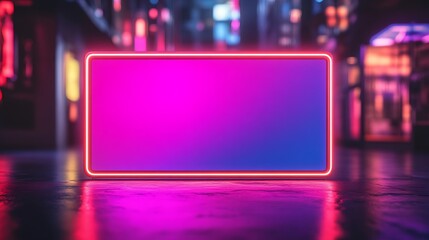 Neon sign mockup, city night