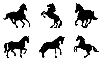 set of horse silhouettes