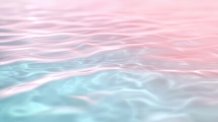 Water Ripples in Pastel Hues: Abstract close-up shot of gentle water ripples, shimmering in a soft and ethereal palette of pastel pink and blue.