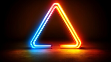 Neon triangle light, dark room
