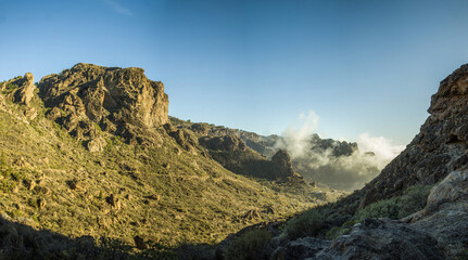 Basalt Monolith Rising Above the Mountains of Gran Canaria