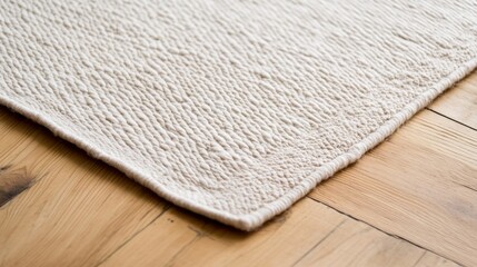 Cream rug on wooden floor, home decor