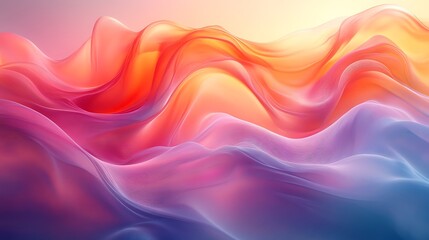 Obraz premium a vibrant and dynamic abstract artwork. It features a flowing, undulating form composed of a gradient of colors, transitioning from a warm orange to a cool purple