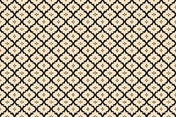 Fototapeta premium Beige and black seamless lattice pattern wallpaper background